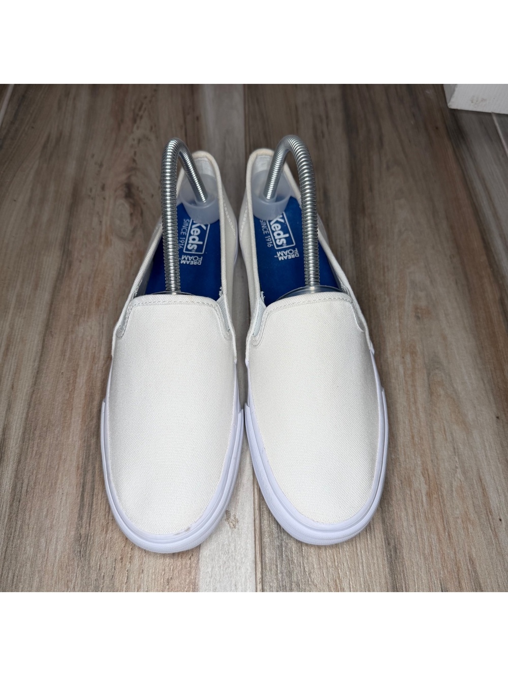 Keds Double Decker Canvas Slip On Sneaker Shoes White Womens Sz 8 WF61020 - Picture 3 of 9